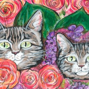 Cat & Roses
